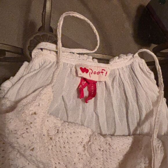 Poof! Cream Asymmetrical Smocked Sleeveless Blouse - Picture 2 of 2